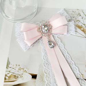 TEMU Lolita 스타일 리본 레이스 패치워크 반짝이는 라인스톤 태슬 브로치, 여성용 보우 타이, 다용도 의류 액세서리, 백팩 의류 액세서리, 파티 웨어 브로치, 데일리 웨어 셔츠 드레스 웨어러블 장식 보우 타이, 통근복, 연회 파티 웨어
