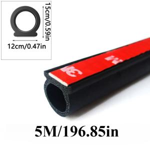 5M/196.85INCH D형 강화 자동차 웨더스트립, 고무 도어 실링 테이프, 자가 접착식 소음 감소 씰, 도어, 창문, 차량, 트럭, RV에 적합