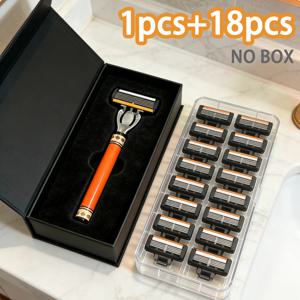 TEMU 19개 핸들 1개 + 교체용 면도날 18개 6중 구조 수동 면도 세트 | 남성용 수동 안전 면도칼 세트, 매끄럽고 편안하며 깨끗한 면도, 바로 헹굴 수 있음, 수염, 겨드랑이 털, 사타구니, 다리털에 적합, 남녀공용, 트렌디하고 내구성 있는 그루밍 도구, 우아한 면도칼 스타일, 발렌타인데이와 아버지의 날 선물용, 선물박스 미포함