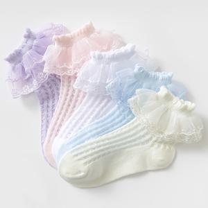 TEMU 5켤레, 5가지 색상, 이중 레이스 공주 양말, 봄/여름에 적합, 1-10세 어린이를 위한, 유아 양말, 여아 양말, 아동 양말, 여아용 양말, 공주 양말, 댄스 양말, 라틴 댄스 양말