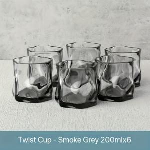 TEMU 6개입 - 창의적인 꼬임 유리컵, 200ml/6.83oz - 두꺼운 질감의 다용도 음료용 유리, 위스키, 커피 및 음료 유리컵, 재활용 가능한 유리 재질, 세척 용이, 가정, 파티, 바, 레스토랑에 적합, 다양한 색상