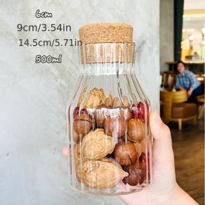 1개, 고급 보로실리케이트 유리 물병, 코르크 뚜껑으로 두꺼워진 현대 유럽 스타일 대용량 부드러운 찬물 냄비, 가정, 클럽, 호텔, 저녁 파티 용품, 보관용 병으로도 사용 가능, 하나의 병으로 다양한 용도로 사용 가능