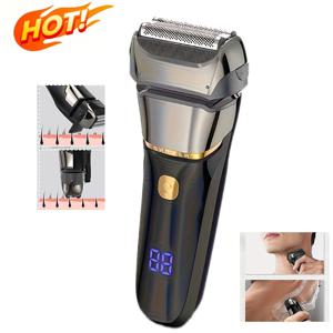 수평 플러그인 면도기, 정밀 면도기, 남성용 전기 미용 면도기, 무선 및 USB 충전식 알루미늄 포일 면도기, LED 대형 스크린 전원 표시, 아버지와 남편을 위한 이상적인 선물