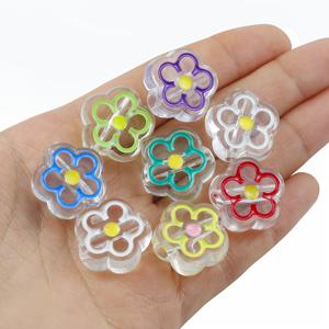 TEMU 20mm 혼합 색상 꽃 모양 아크릴 재료 50개 세트 - DIY 손목 팔찌, 주얼리, 열쇠고리 펜던트, 의류 액세서리 및 기타 장식용 비즈에 적합