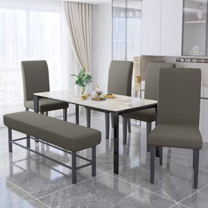 TEMU 5개 Fiber Fabric Elastic Chair and Bench Covers Combo, 현대적인 홈 침실 식당 애완동물 친화적