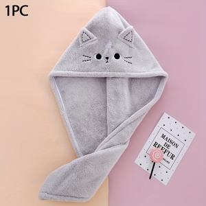 1개 귀여운 고양이 여성용 속건성 헤어 타월 캡 - 흡수성, 부드러운 폴리에스터 목욕 액세서리, 긴 곱슬머리용, 무향, 다양한 색상 (베이지, 핑크, 라이트 그레이) 제공, 목욕 타월