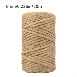 TEMU 6mm 두께 사이살 로프 100M, 튼튼한 황마 로프, 손공예에 적합, 내마모성 및 내구성, 타이어 복원, 파이프 묶음, 사진 벽 장식, 고양이 트리 장식, 홈 공예 재료, 고양이 주인 정원 장식에 이상적