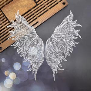 TEMU 대형 날개 모양 레이스 꽃 한 쌍, 블랙 & 화이트, 의류 재봉, 장식 커튼, 수공예, 화이트 웨딩 드레스 및 베일에 완벽