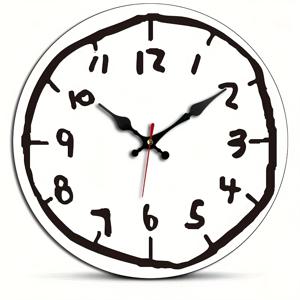 1개 원형 벽시계, 창의적인 디지털 시계, 심플한 흰색 벽시계, 조용한 무소음 나무 시계, 침실, 거실, 사무실, 주방, 욕실에 적합, 배터리 작동식(배터리 미포함), 크리스마스 홈 데코, 크리스마스 선물
