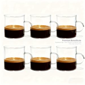 TEMU 2/4/6개입, 110ml/3.87oz 손잡이 투명 유리 밀크 컵형 농축 커피 텀블러, 커피 액세서리, 커피, 디저트, 샐러드 드레싱 제조에 매우 적합
