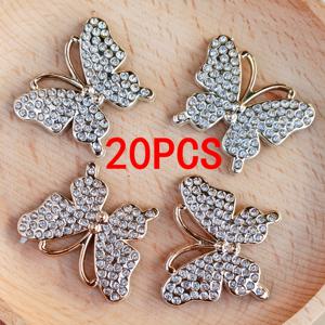 아크릴 나비 모양 라인석 패치 20개, DIY 휴대폰 케이스, 헤어 클립, 사진 프레임, 의류, 가방, 모자, 나막신 액세서리, 웨딩 헤어피스용 - 다용도 핸드메이드 장식, 패션 액세서리 디자인, 정교한 인서트 디테일, 우아한 의류 장식
