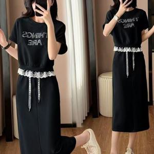 TEMU 봄 여름 가을 신상 캐주얼 스포츠 스커트 수트 여성용 루즈핏 스플라이싱 스웨트셔츠 스커트 투피스 세트