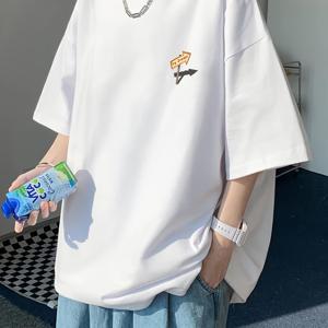 남성 헤비웨이트 100% 면 반팔 티셔츠 - 오버사이즈 캐주얼 스트리트웨어 티셔츠, 문자 그래픽, 라운드 넥 통기성 여름 탑, 청소년 및 젊은 성인을 위한 편안한 핏 의류, 부드러운 원단 티셔츠