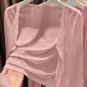 TEMU 우아한 파티 여성 의류, 소녀스러운 스타일의 예쁜 상의, 아름다운 여성 블ouses, 단색 활용도 높은 경량 재킷, 우아하고 시크한 여성 재킷, 의류, 에어컨 실내 웨어, 긴소매 경량 가디건, 캐주얼, 얇은 크롭탑, 여성의 인기 의상, 휴가 스타일, 패셔너블한 여성 상의, 데이트, 휴일 의류, 출퇴근용 데일리 , 사무실 데일리웨어에 적합