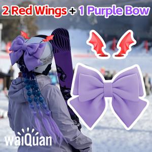 TEMU 25cm 선명한 보라색 리본과 빨간색 악마 날개 / 소녀스러운 핑크색 리본과 빨간색 악마 날개 - 스키 헬멧 장식, 자동차 도어, 핸들, 차량 후면 장식, 자동차 내부 장식, 선물 상자, 여행용 수하물, 하이킹 및 사진 촬영용 백팩에 적합, 범용 스키/자전거//전동 스쿠터 장식 액세서리, 배터리 불필요