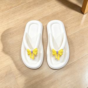 TEMU 여성용 귀여운 리본 장식 , 통굽 EVA , 부드럽고 편안한 풋베드 비치 슬라이드, 야외, 실내, 수영장가, 휴가용 여름 캐주얼 슬리퍼, 화이트 멀티 컬러 선택 가능, 가볍고 내구성 있는 데일리화, 여성 신발