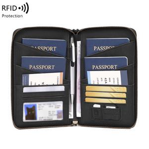RFID 차단 다기능 여권 홀더 - 대용량 다중 수납공간 수직형 카드 홀더, 동전 지갑 및 ID 관리함, 여권, 현금, 카드용 내구성 있는 여행용 지갑, 지갑 홀더, 디자인