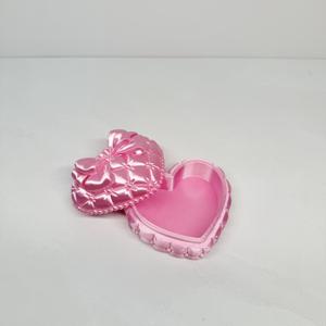 TEMU 하트 리본 주얼리 상자 2개 세트 - 보석류 트레이와 뚜껑 포함, 3D 프린팅 휴대용 미니 수납함. 반지, 귀걸이, 목걸이 등을 보관하기에 적합. 화장대, 현관, 집 장식, 책상 위에 놓을 수 있음. 크리스마스, 추수감사절, 밸런타인데이, 부활절 또는 생일 선물, 여성을 위한 선물로도 좋음. 주얼리 상자