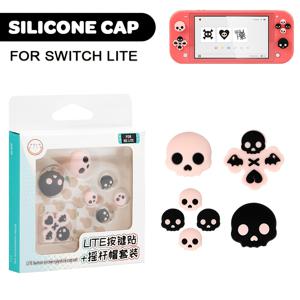 Switch 1/ Switch 2/Lite/Oled 캡 키캡 버튼 스티커 세트 실리콘 커버 보호 캡 Ns1/Ns2/Lite 게임 콘솔 추가 장비 내구성 에디션 만화 귀여운 해골 머리 키캡 엄지 캡 버튼 스티커 세트