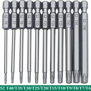 11개 정밀 별 Torx 비트 세트 - 고강도 S2 합금강, 75mm 길이, -T40 사이즈, 다기능 기계 가정용 공구 키트 (육각 소켓 포함), 차량 및 전기 수리용, 내구성 및 부식 방지