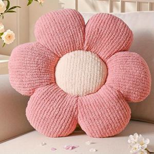 보라색 꽃 모양 쿠션, 소파 및 침대용 플러시 바닥 쿠션, 장식적인 데이지 디자인, 40Cm