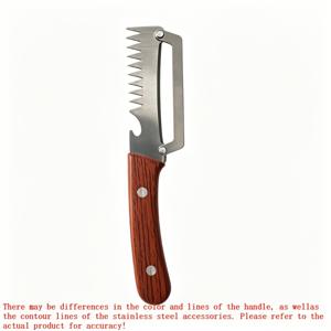 TEMU 랜덤 핸들 색상 2개 3-In-1 다기능 주방 필러 슬라이서, 스테인리스 스틸 야채 다지기 & 다지기, 나무 손잡이 필링 나이프 (병따개 포함), 간편한 가정용 음식 준비 가젯