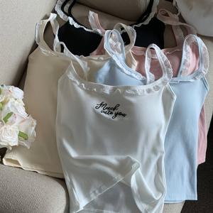 패딩 브라렛이 있는 5개 자수 레이스 캐미솔 탑, 슬리밍 및 체형 보정 백리스 디자인, 청소년용