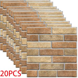 TEMU 20개 클래식 3D 인조 벽돌 벽 패널 - 떼어내어 붙이는, 자가 접착 PVC 벽지, 가정, 침실, 거실 장식용, 간편한 설치, 사실적인 벽돌 디자인, 홈 데코 및 확장
