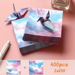 TEMU 400장의 생동감 넘치는 오리가미 종이 세트 - DIY 공예, 독수리 & 비행기용 3.74인치 정사각형 시트 - 수제 선물 및 파티 장식에 완벽함