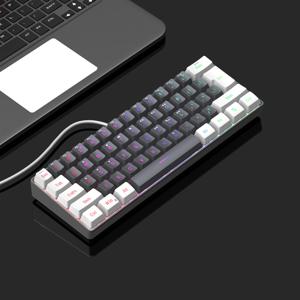 휴대용 초소형 미니 USB 키보드 (듀얼 주사성 몰딩), 61키 RGB 백라이트 게이밍 키보드, 60% 사이즈 유선 사무용 키보드, LED 초소형 미니 멤브레인 키보드, 색상 조절 가능 휴대용