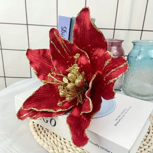 새로운 플러시 크리스마스 트리 장식 꽃, 축제 파티용, 휴일 분위기, 꽃 장식, 제조업체 공급 대량 인공 꽃