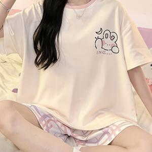 TEMU 만화 토끼 반팔 쇼츠 파자마 세트