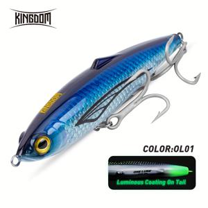 TEMU 1개 킹덤 인공 루어, 야광 코팅 루어, 야간 낚시용, 61g 및 66g 인공 하드 베이트, 트롤링 참치 낚시 장비, 120 및 150mm 바닷물 펜슬 루어
