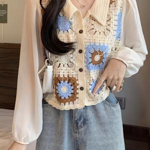 봄/가을 여성용 스위트 쉬폰 긴소매 가디건