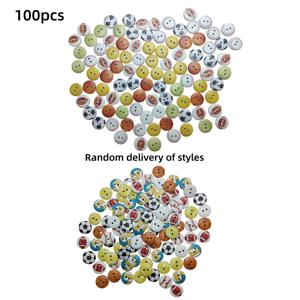 TEMU 패셔너블하고 트렌디한 화이트 베이스 페인팅 나무 단추 100개 - DIY 손바느질용 농구, 축구, 풋볼 나무 단추, 의류, 가방, 모자, 파티 및 휴일 장식용 원목 단추, 색상과 패턴이 랜덤으로 발송되는 페인팅 단추
