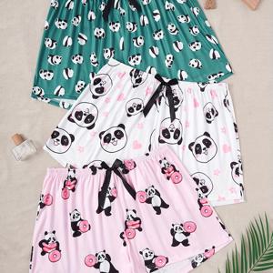 TEMU 3pcs 캐주얼 반바지 세트, 아기 판다 프린트