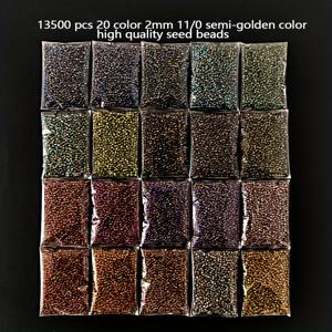 TEMU 13500개, 20가지 색상, 패키지당 5g, 총 100g/3.53oz, 2mm 11/0 세미 골든 고품질 균일한 둥근 씨드 비즈. DIY 수제 정교한 주얼리 액세서리, 팔찌, 귀걸이, 구슬 목걸이, 인형 옷, 구슬 자수용 재료로 적합. 친구나 어머니를 위한 선물
