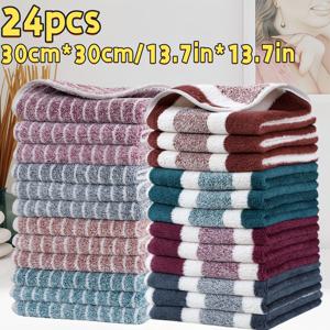 24개 워시클로스 혼합 세트, 와이드 패턴 타월, 초극세사 핸드 타월, 소형 타월, 소형 손수건 30Cm X 30Cm / 11.8 X 11.8In, 코랄 플리스 초흡수성 부드럽고 피부 친화적
