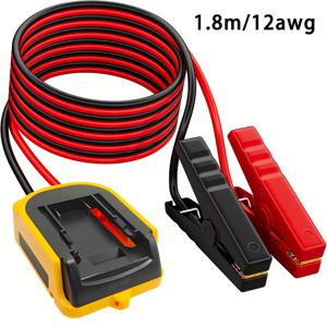 TEMU CHEEYYIIE 점퍼 케이블 어댑터, 데월트 20V 배터리 점프 카 스타터, 12V 휴대용 점프 카 스타터 배터리, 자동차 부스터 케이블 어댑터, 최대 118. 가솔린 또는 1.72gal 디젤 엔진용 (배터리 미포함)