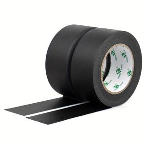 PACK, 검은색 마스킹 테이프 2롤, 48mm x 30m/98피트, 장식 테이프, 페인터 테이프, 스크랩북 테이프, 실내외 마스킹 테이프, 라벨링, 페인팅, 장식용