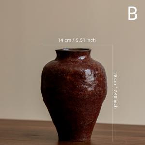 TEMU 빈티지 레드 세라믹 화병, 천연 건과일과 드라이 플라워 포함, 젠 미학 연출. 다실과 신중국풍 거실에 적합, 예술 애호가의 소프트 가구를 위한 최고의 선택. 집들이 또는 일상 장식용으로 이상적, 고풍스러운 공간 연출에 도움