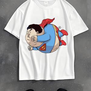TEMU 2025 스타일 패션 남성용 반팔 공동 브랜드 DC 저스티스 리그 슈퍼맨 프린트 부드럽고 편안한 남성 캐주얼 스포츠 크루넥 티셔츠 니치 디자인 이너웨어 외출 파티 출퇴근복 휴일 선물 스트레치 원단 드라이