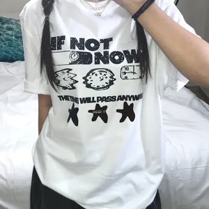 TEMU 2000년대 패턴 프린트 여성 반팔 티셔츠 - 