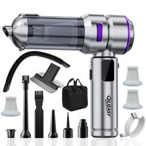 TEMU QILIEASY: 2026년형 100W 핸디형 무선 진공 청소기, 24000Pa 강력 흡입력 차량용 청소기, 4-in-1 진공 청소기 & 에어 블로어 콤보, LED 디스플레이, 3단계 속도 조절, USB 고속 충전 (차량, 가정, 사무실용 내장 라이트 포함), 휴대용 가방 포함