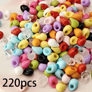 TEMU 220개 5mm 색상 물방울 아크릴 구슬, 가로구멍 포함 - 여러 가지 색상, 주얼리 제작용, DIY 공예용 구슬, 귀걸이 참, 액세서리, 휴대폰 및 가방 참, 꿰기 용 가로구멍