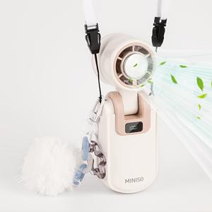 TEMU 미니소 핸드헬드 미니 선풍기, 접이식 휴대용 목걸이형 선풍기, 5단계 풍속, USB 충전식 선풍기와 창의적이고 귀여운 볼 키체인, 신선하고 심플한 액세서리, 시원한 여름 선물