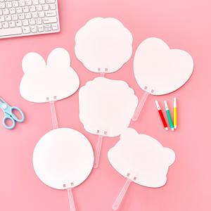 TEMU 불규칙한 모양의 부채 6세트, DIY 부채, 다양한 스타일의 무지 페인팅 부채