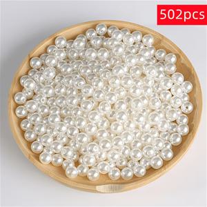 TEMU 502개 8mm 아크릴 베이지 색상 순백색 원형 비즈, 귀엽고 섬세한 비즈, 다용도 팔찌, 목걸이, 반지 및 휴대폰 체인, 작은 선물 화병, 충전재