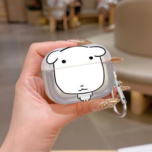 TEMU Kawaii 가나디 강아지 보호 케이스 커버 Apple Airpods 1/2/3/4/Pro/Pro2 TPU 텍스처 경량 내구성 스크래치 방지 충격 방지 이어폰 충전 박스 액세서리 버클 포함