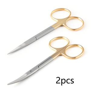 TEMU 스테인리스 스틸 제작 11.5cm 대형 굽은 가위 2개/세트, 측정용, 가리개 수갑 교육용, 실제거용, 비의료용으로 적합